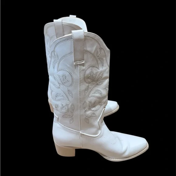 IUV brand white western cowboy boots for women mid calf size 8 - Picture 6 of 13